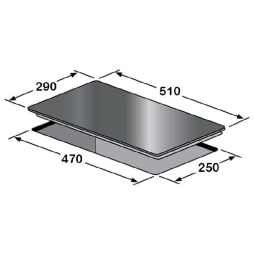 Kích thước bếp từ domino 2 vùng nấu Eurosun EU-T506Do