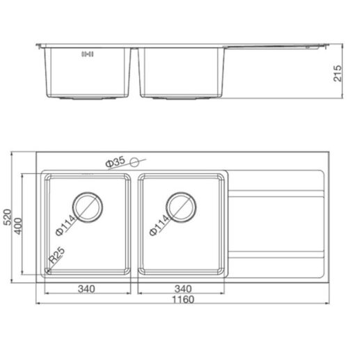 Chậu rửa chén bát Malloca MS 7818 3 Kích thước chậu rửa chén bát Malloca MS 7818