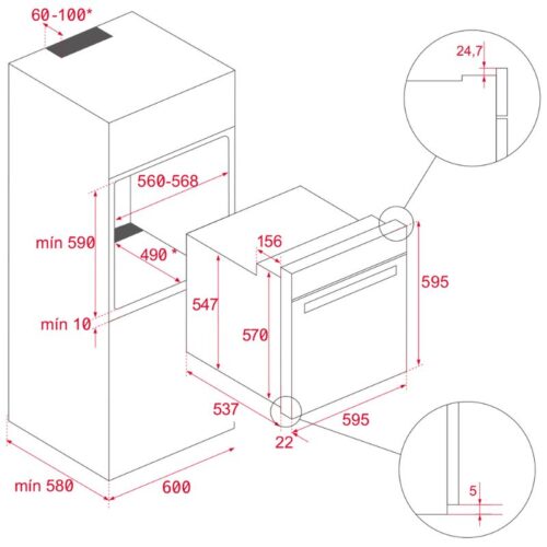 Kích thước lò nướng Teka IOVEN