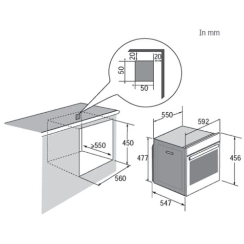 Kích thước lò vi sóng kết hợp nướng Brandt BKC6575X