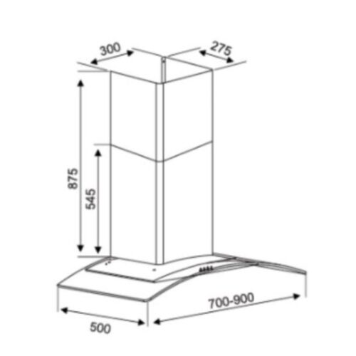 Kích thước máy hút khử mùi Kocher K-8890 90cm