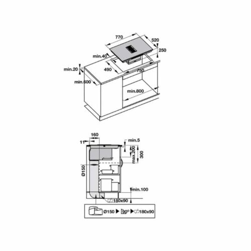 kích thước của bếp từ kết hợp hút mùi Hafele HC-IHH77D 536.61.655