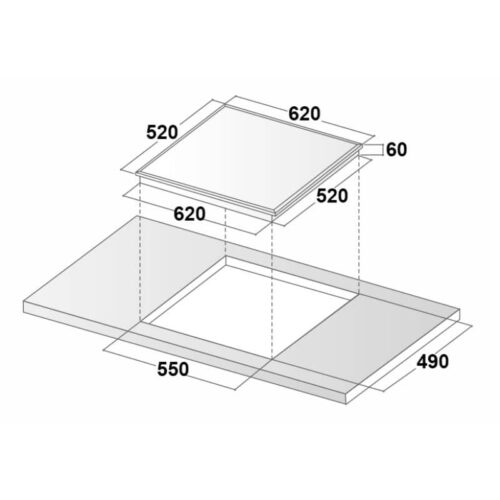 Kích thước bếp từ 3 vùng nấu Eurosun EU-T905G