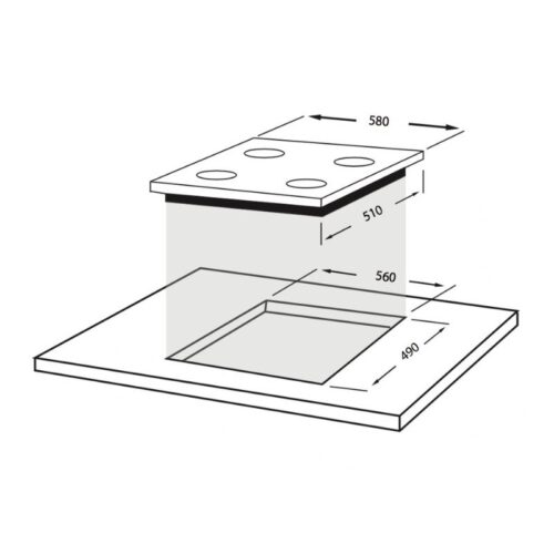 Kích thước bếp từ kết hợp bếp gas Faber FB - 2IN2G