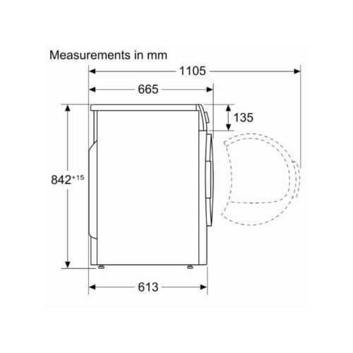 Kích thước máy sấy quần áo Bosch WTX87MH0SG