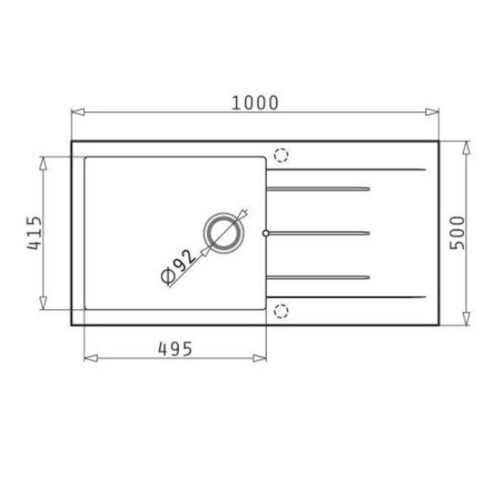 Chậu đá BOSCH PYRAGRANITE ALAZIA (100X50) 1B 1D 3 Kích thước chậu đá BOSCH PYRAGRANITE ALAZIA (100X50) 1B 1D