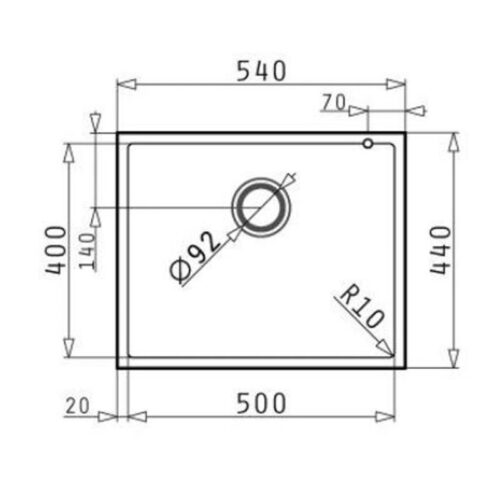 Kích thước chậu đá BOSCH PYRAGRANITE TETRAGON (70X40) 1B