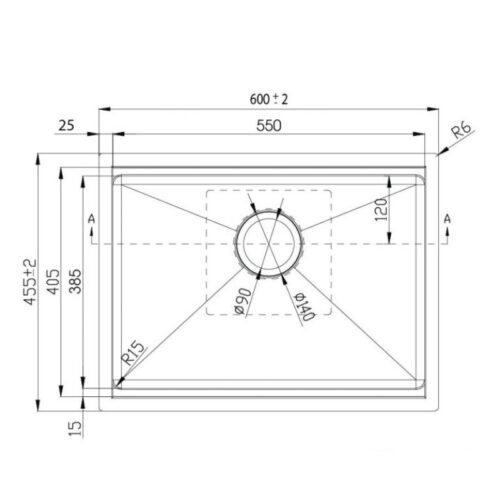 Kích thước chậu rửa bát Konox Workstation - Undermount KN6046SU