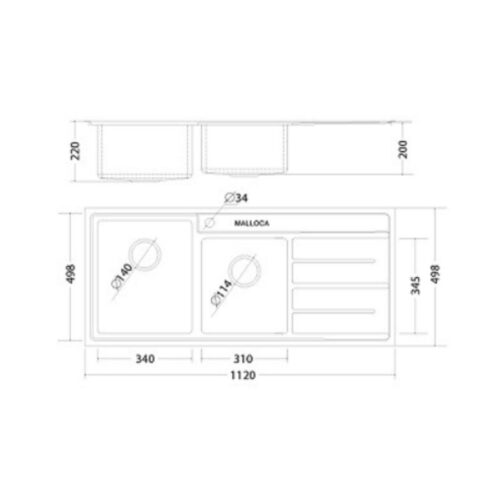 Kích thước chậu rửa bát Malloca MS 8808