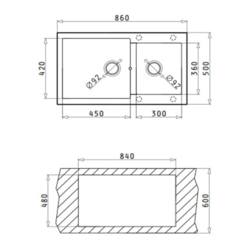 Chậu rửa chén bát Hafele HS G8650 565.83.351 3 Kích thước chậu rửa chén bát Hafele HS G8650 565.83.351