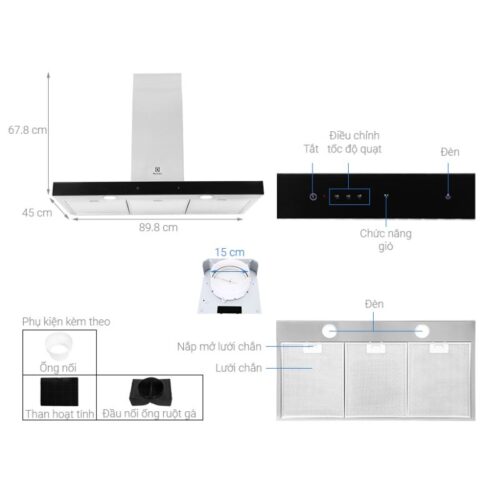 Kích thước máy hút mùi Electrolux LFT769X