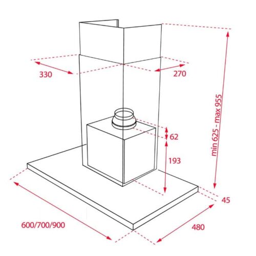 Kích thước của Máy hút mùi Teka DSJ 950