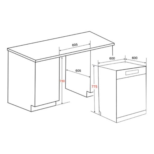 Kích thước máy rửa bát Lorca TA 918DWB