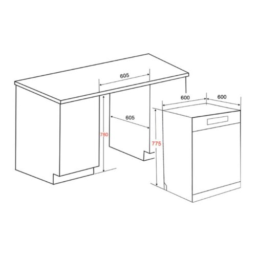 Kích thước máy rửa bát Lorca TA 918DWS