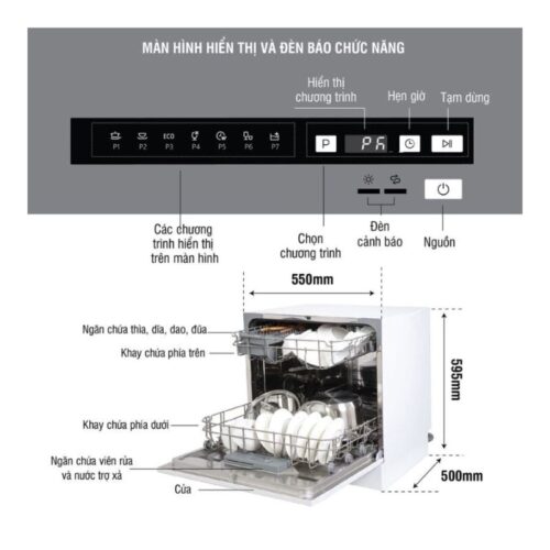 Kích thước máy rửa chén bát Kocher KDEU-8838