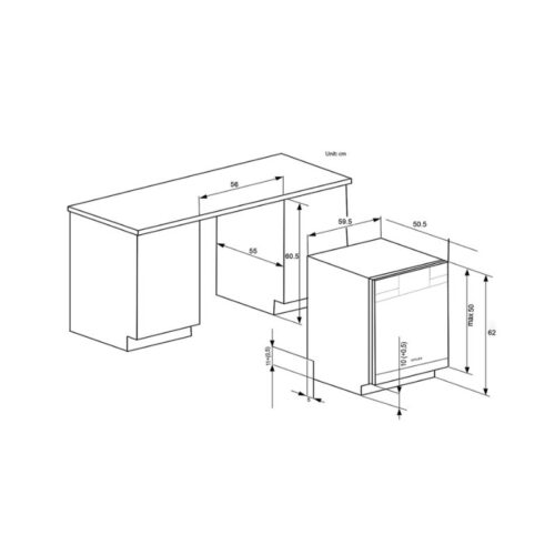 Kích thước máy rửa chén bát Spelier SP-08 DW Silver