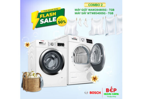 COMBO 2: Máy giặt Bosch 9kg WAW28480SG + Máy sấy Bosch WTW85400SG