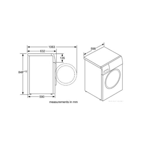 Kích thước máy sấy quần áo Bosch WAW28440SG