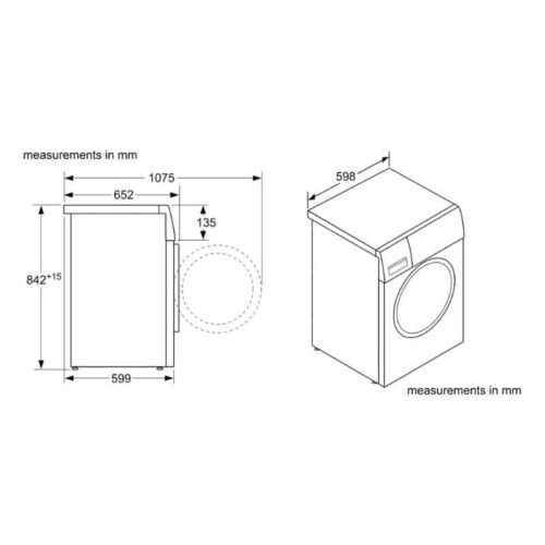 Kích thước máy sấy quần áo Bosch WTX87M40