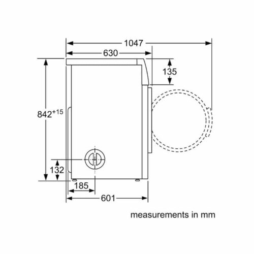Kích thước máy sấy quần áo Bosch WTA74201SG