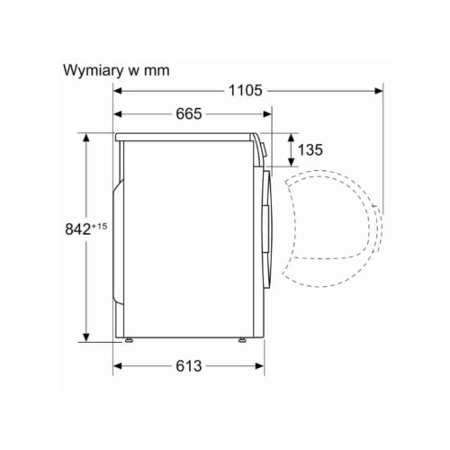 Kích thước máy sấy quần áo Bosch WTN86201PL
