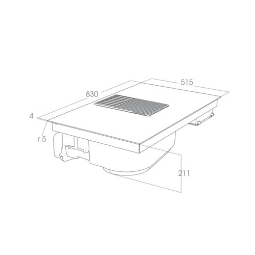 Kích thước bếp từ kết hợp máy hút mùi Elica NIKOLATESLA PRIME BL/F/83 PRF0143159