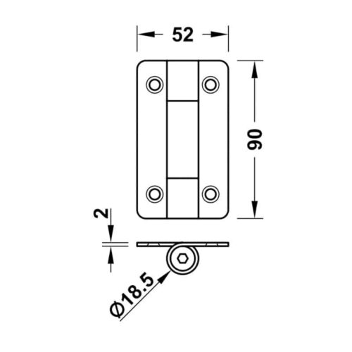 Kích thước của Bản lề nhà vệ sinh công cộng Hafele 988.98.091