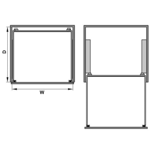 Kích thước của Bộ rổ kéo lọt lòng Arena Hafele 540.26.655, tủ rộng 500mm