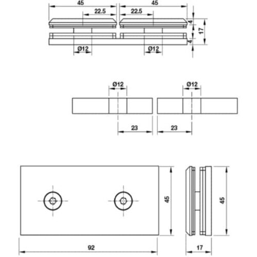Kẹp kính phòng tắm 180º Hafele 981.77.912 3 Kích thước của Kẹp kính phòng tắm 180º Hafele 981.77.912