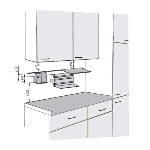 Kích thước của Phụ kiện nhà bếp treo tường Linero Mosaiq Hafele 521.02.570