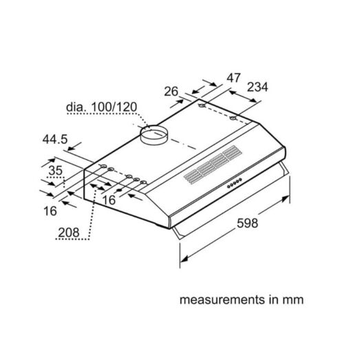 Kích thước máy hút mùi âm tủ Bosch DHU635HB