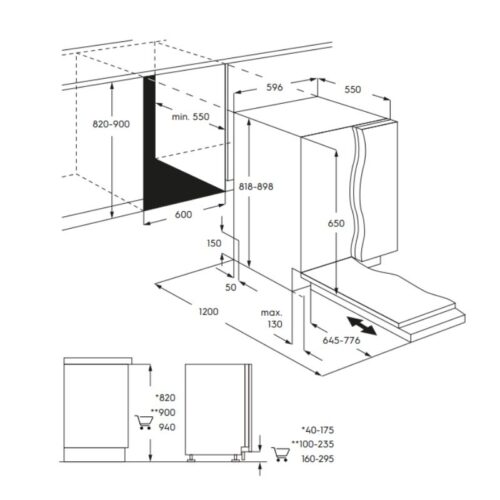 Kích thước máy rửa bát âm tủ Electrolux EEM48300L