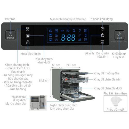 Kích thước máy rửa bát độc lập Samsung DW60CG550FSGSV