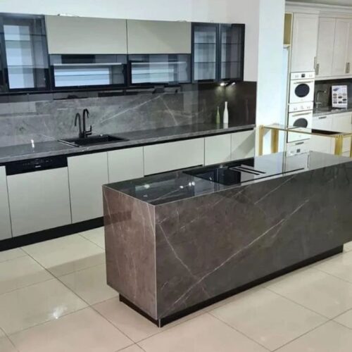 Đá bàn bếp nhân tạo Xám vân sét