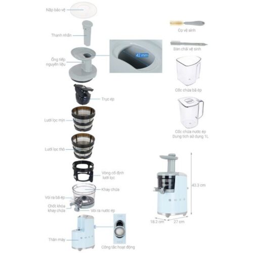 Máy ép chậm Hafele Smeg SJF01PBEU 535.43.628 3 Chi tiết máy ép chậm Hafele Smeg SJF01PBEU 535.43.628