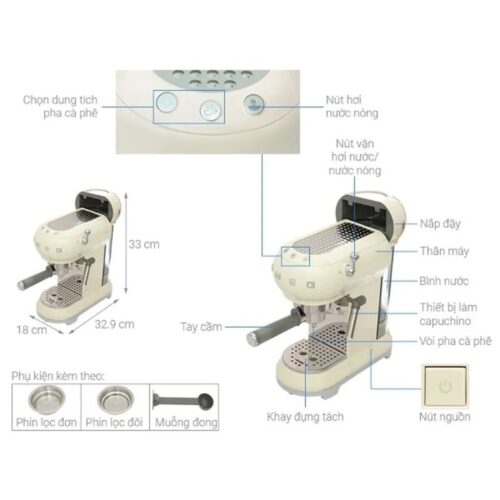 Chi tiết máy pha cà phê Smeg ECF01CREU 535.43.655