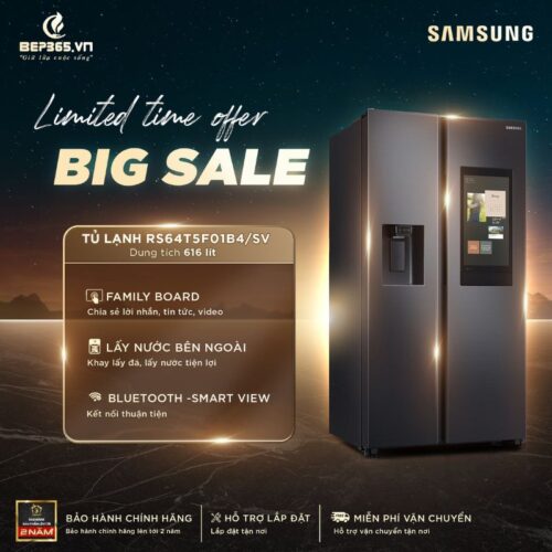 Tủ lạnh 2 cánh side by side 616 lít Samsung RS64T5F01B4/SV