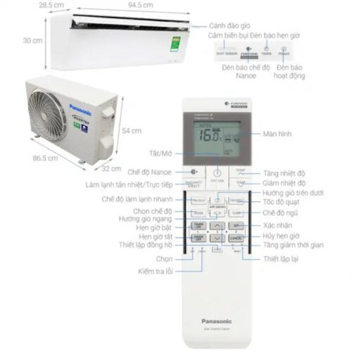 kich thuoc may lanh panasonic inverter 1 hp cucsvu9ukh8