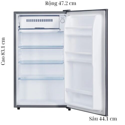 kich thuoc tu lanh 1 canh mini 90 lit funiki fr 91cd