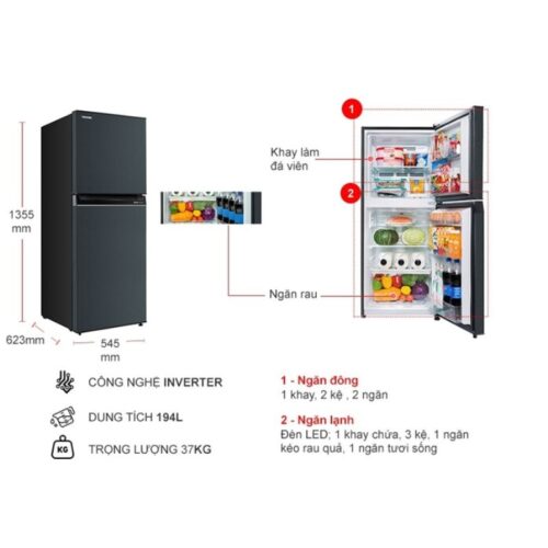 kich thuoc tu lanh 2 canh inverter 194 lit toshiba gr rt252we pmv52