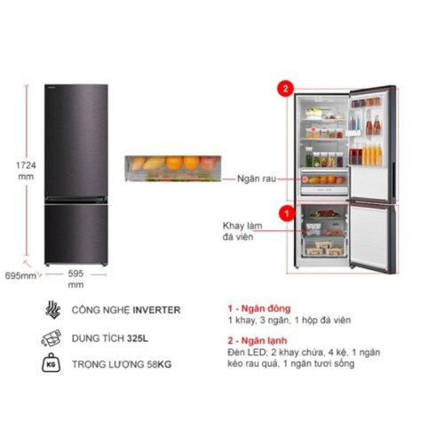 kich thuoc tu lanh 2 canh inverter 325 lit toshiba gr rb410we pmv37 sg