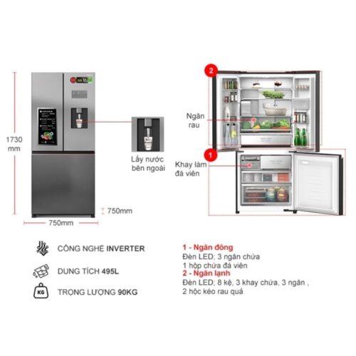 kich thuoc tu lanh 3 canh inverter 495 lit panasonic nr cw530xhhv